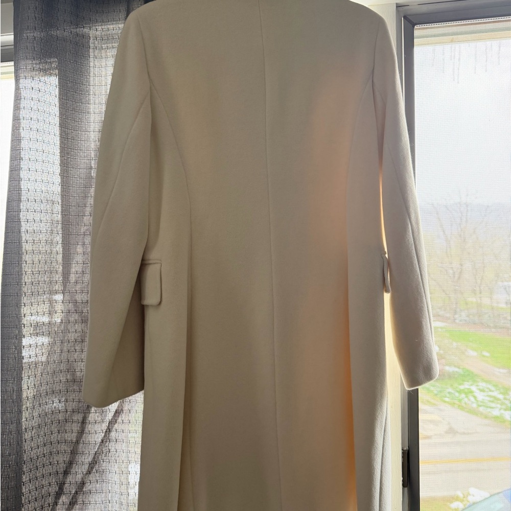 Calvin Klein Cream Single-Breasted Wool-Blend Long Coat - Picture 5 of 13